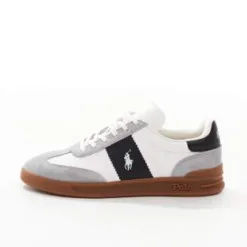 Polo Ralph Lauren Heritage Aera trainer in white and grey with gum sole