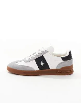 Polo Ralph Lauren Heritage Aera trainer in white and grey with gum sole